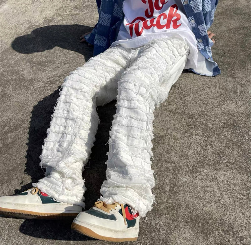 hyper distressed jeans