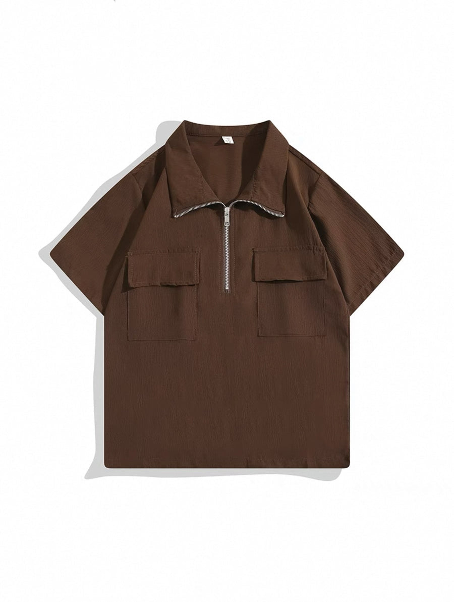 Utility Zip Polo Shirt - Herren