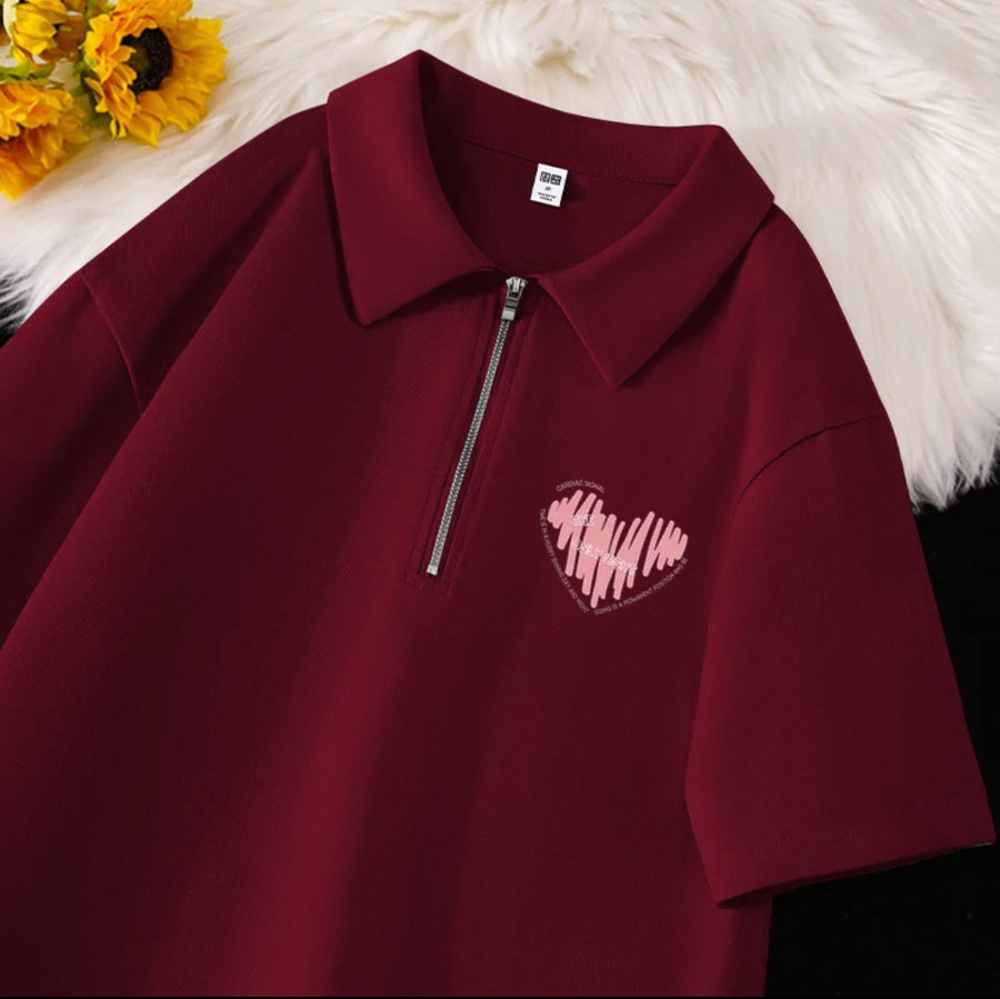 Poloshirt mit Reißverschluss und Herz-Design - Herren