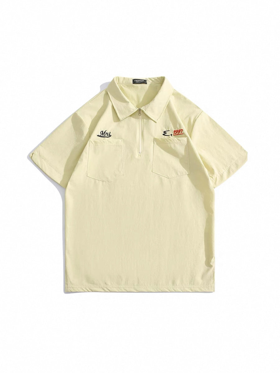 Boyue Kurzarm-Poloshirt mit Reißverschluss- Herren