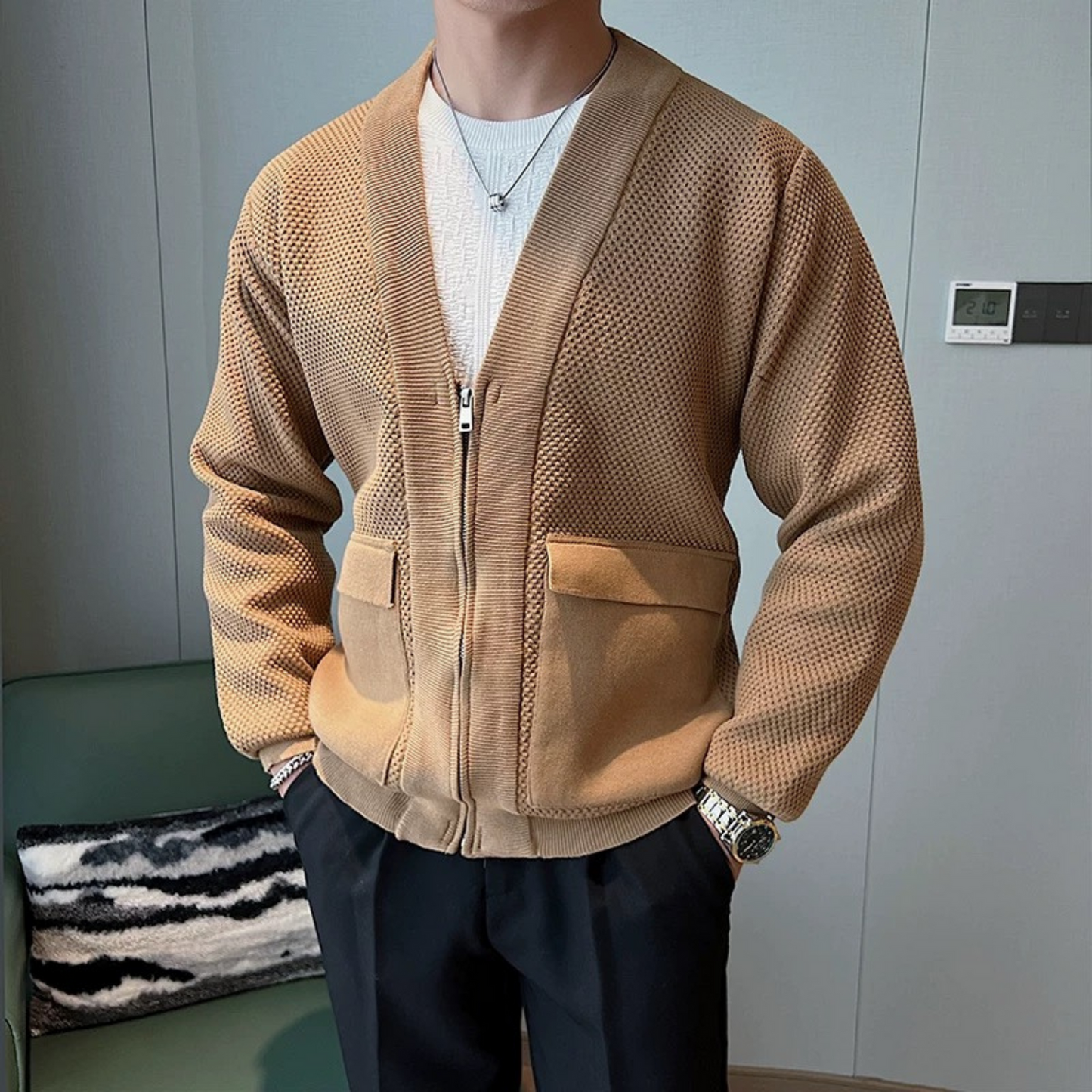 V-Neck Plain Zip