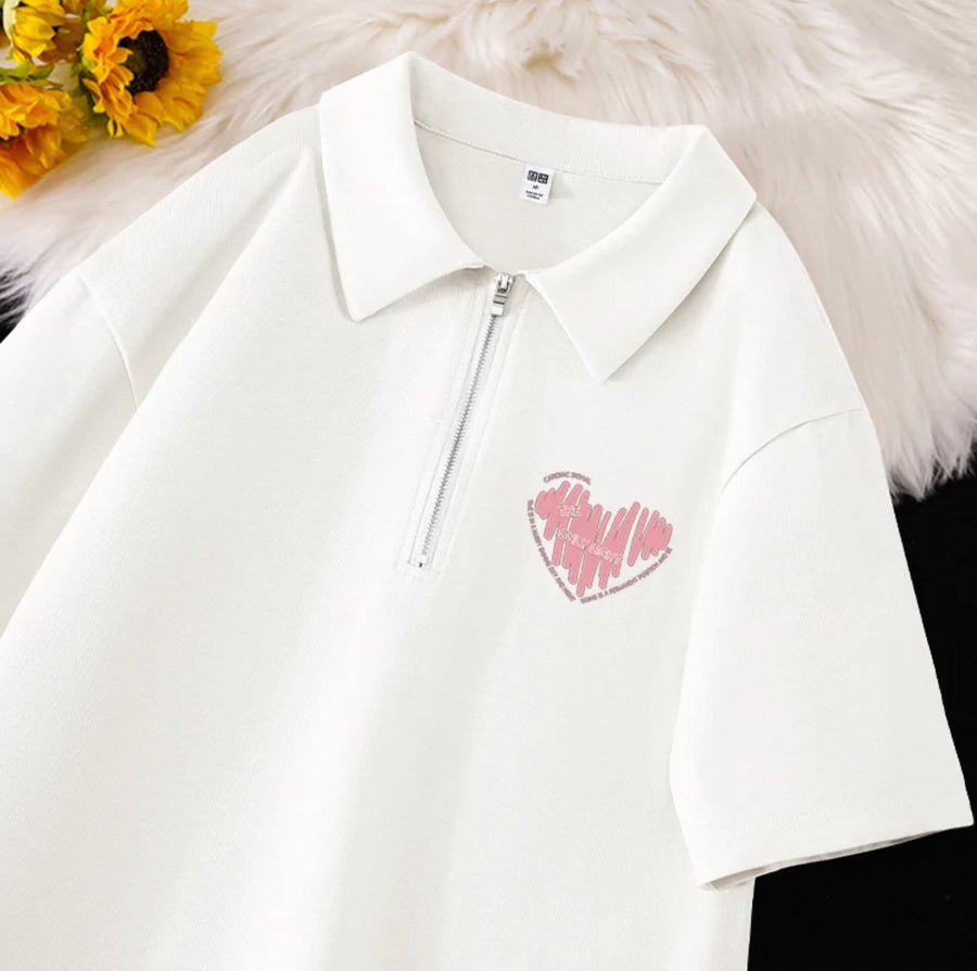 Poloshirt mit Reißverschluss und Herz-Design - Herren