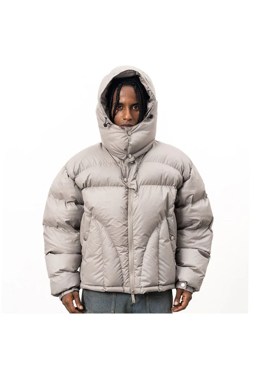'Y2K' PUFFERJACKE MIT KNOPFLEISTE