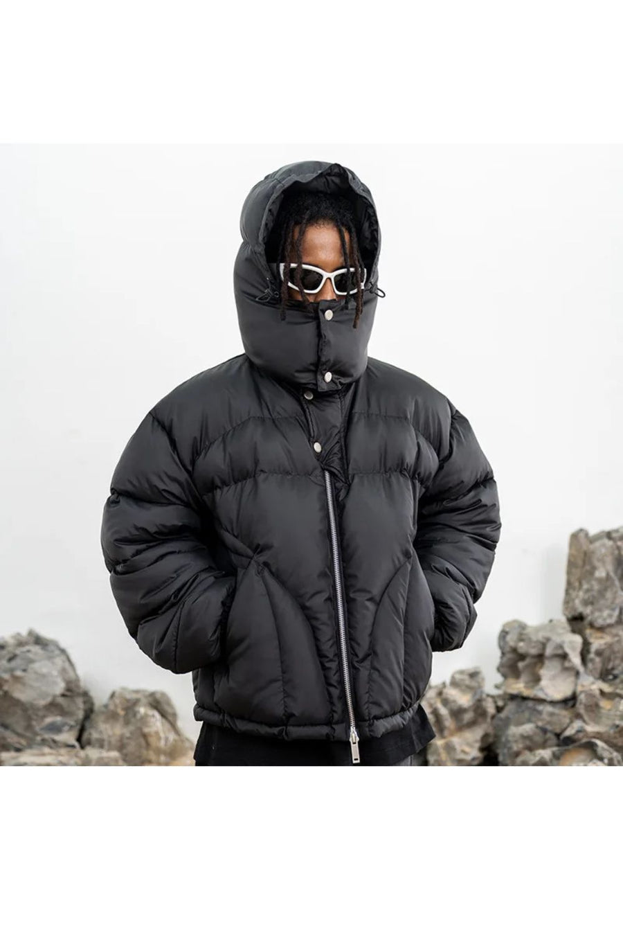 'Y2K' PUFFERJACKE MIT KNOPFLEISTE