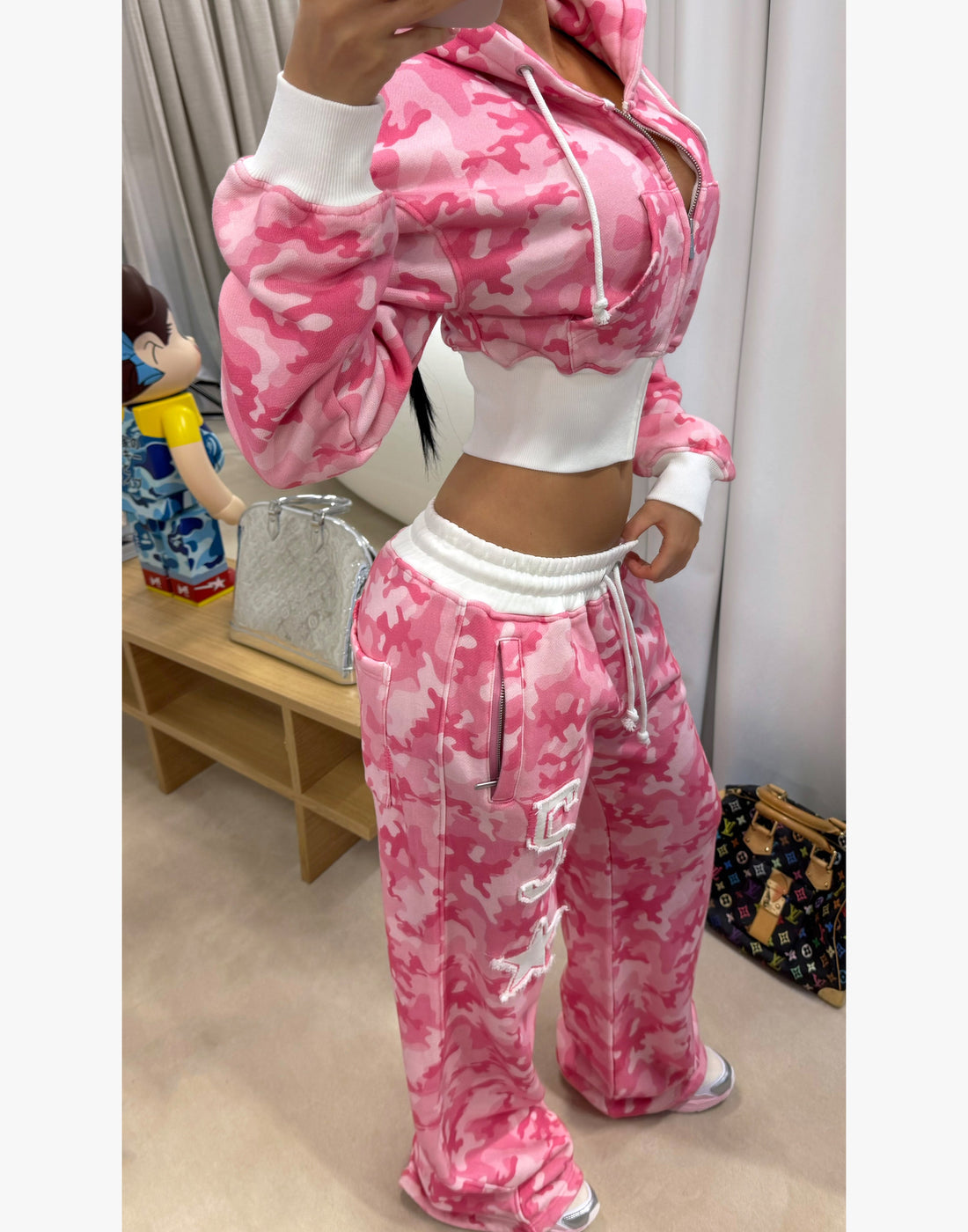 CAMO TRACKIE - MILITARY GREEN & PINK