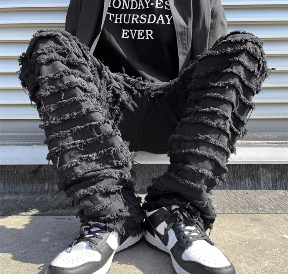 hyper distressed jeans