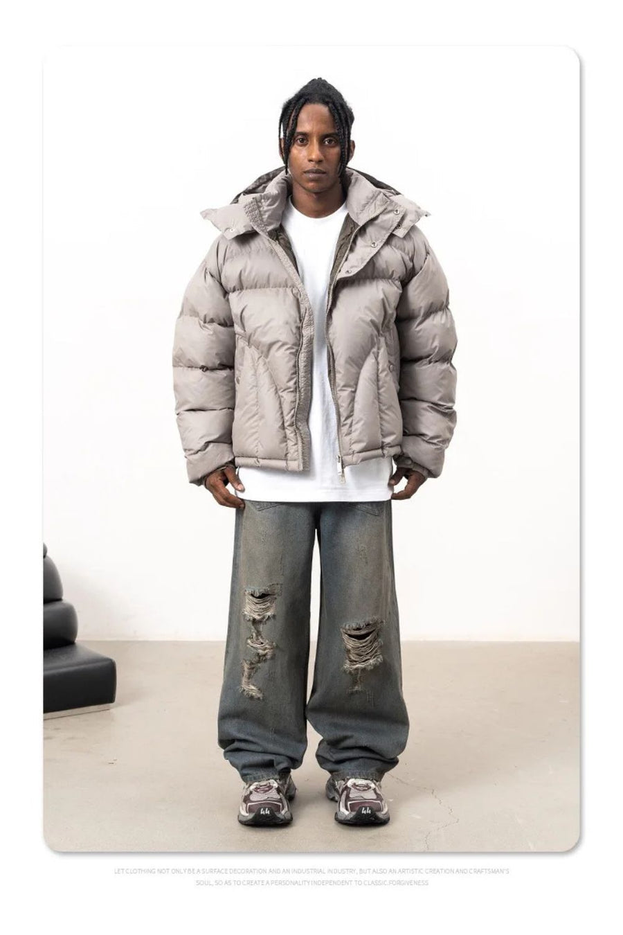 'Y2K' PUFFERJACKE MIT KNOPFLEISTE