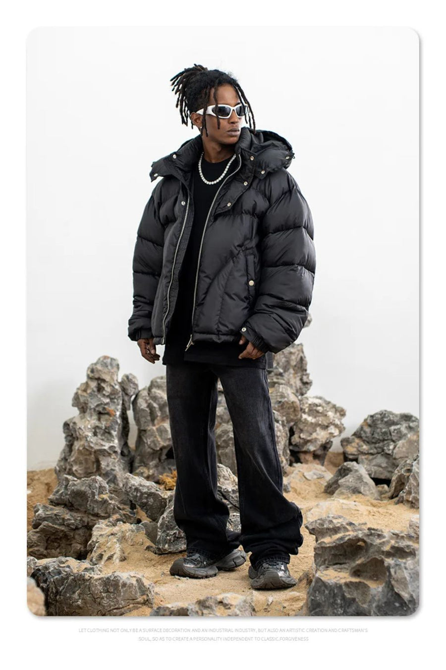 'Y2K' PUFFERJACKE MIT KNOPFLEISTE