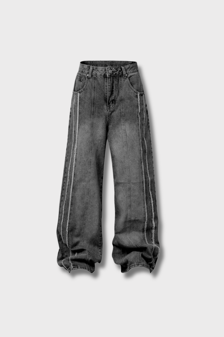 GEWASCHENE, ABGENUTZTE BAGGY-JEANS MIT ROHEM SAUM