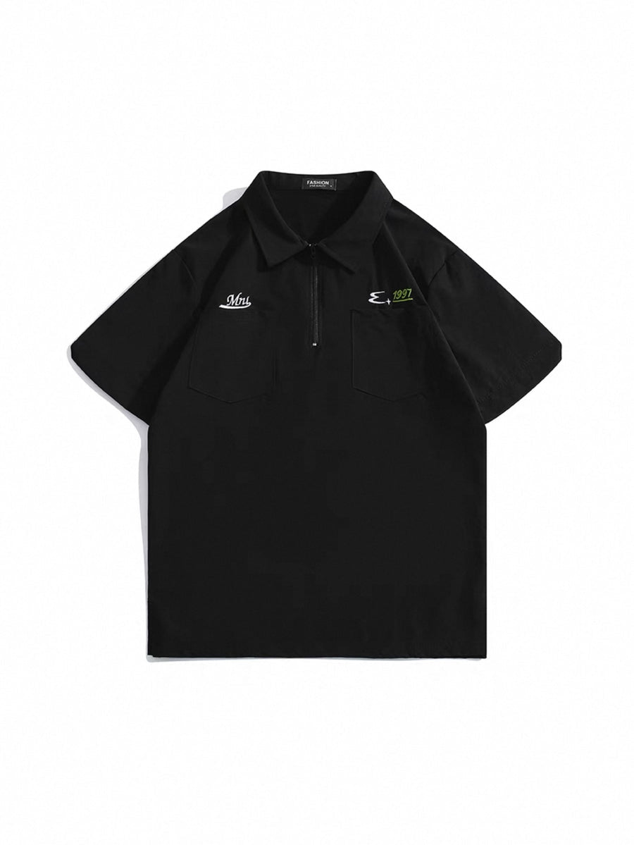 Boyue Kurzarm-Poloshirt mit Reißverschluss- Herren