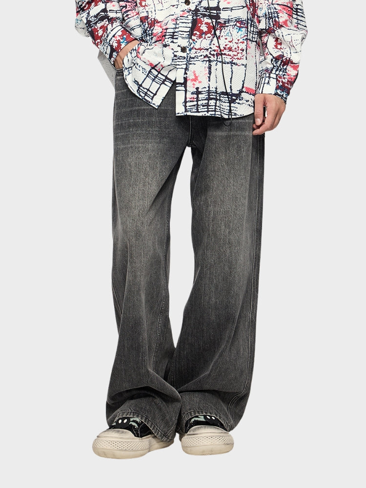 BAGGY DENIM JEANS - SCHWARZ/GRAU