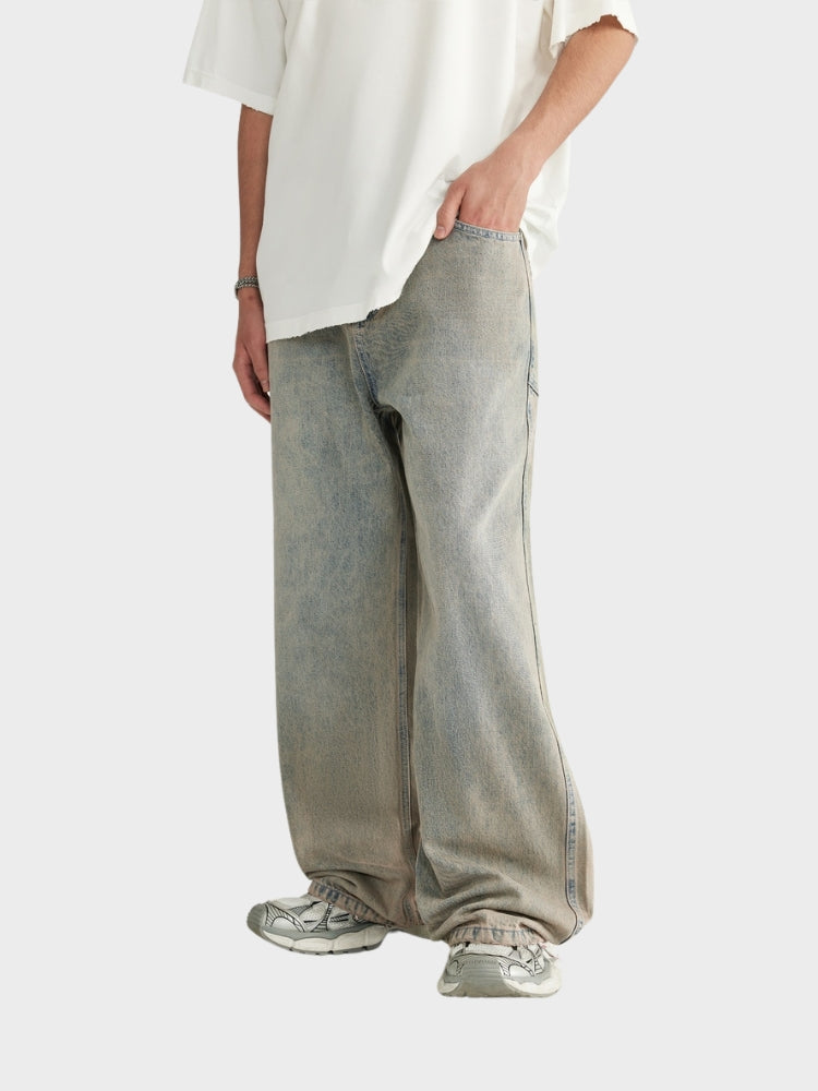 BAGGY DENIM JEANS - HELLGRAU