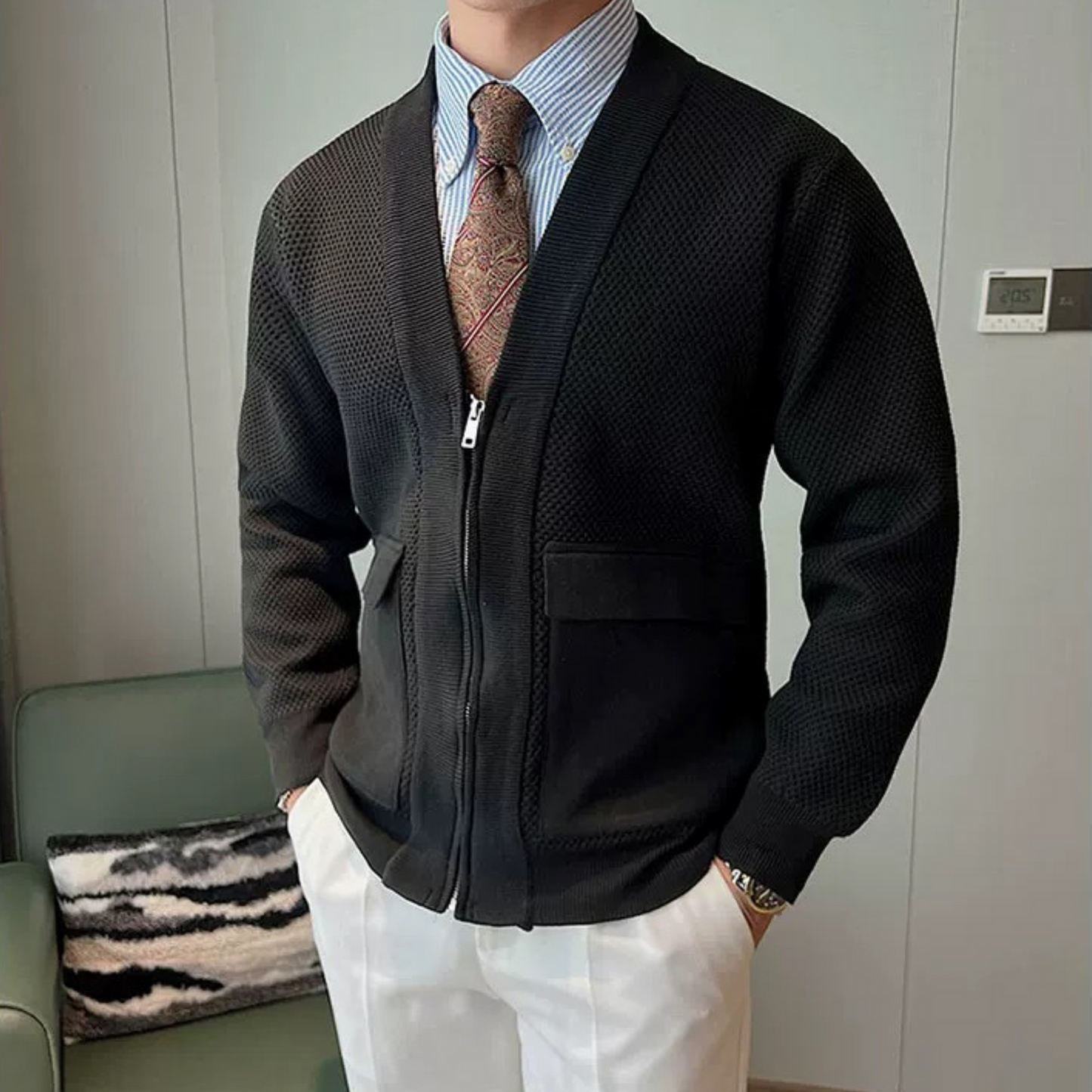 V-Neck Plain Zip