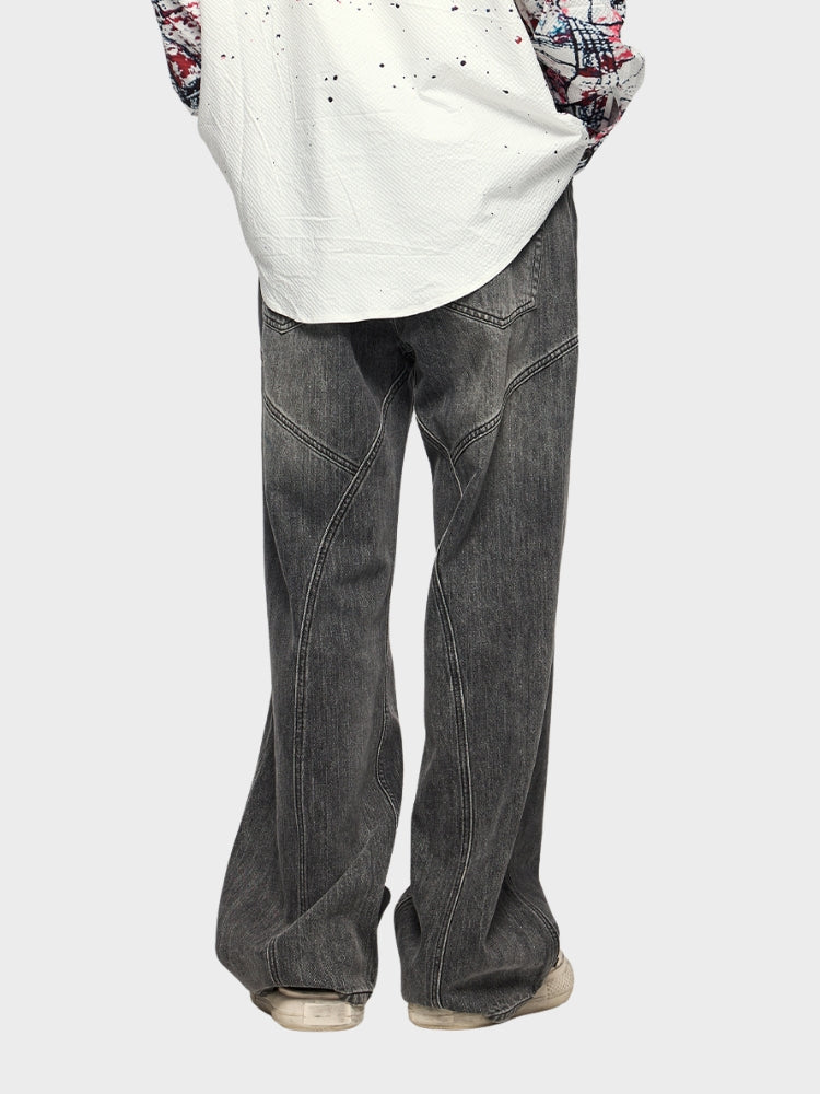 BAGGY DENIM JEANS - SCHWARZ/GRAU