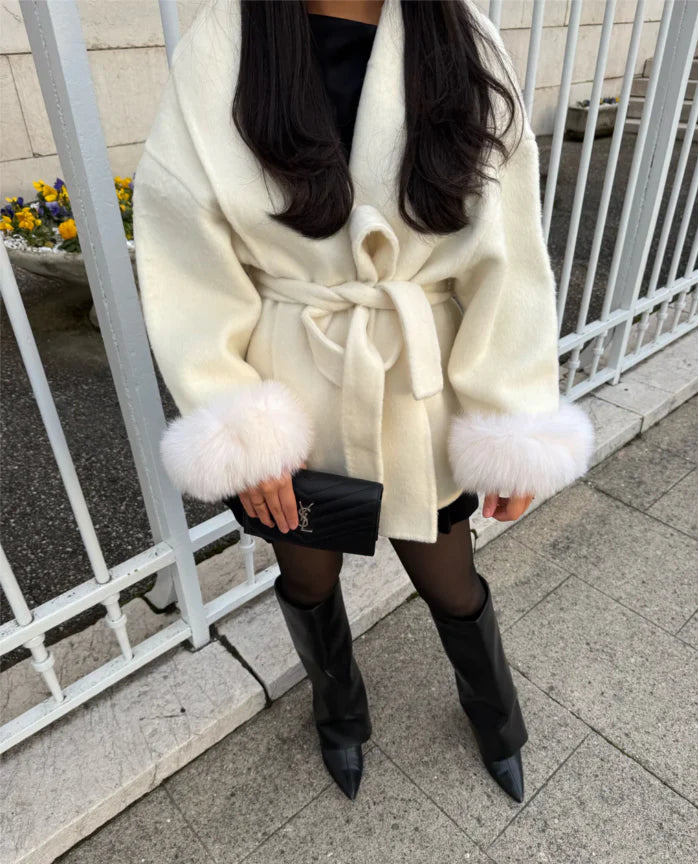 Woolcoat mit Fur