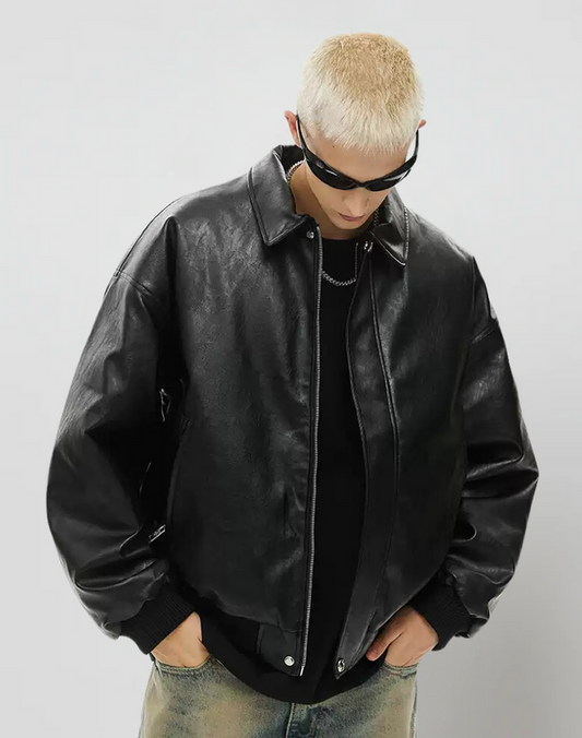 Black Cross Leather Jacket