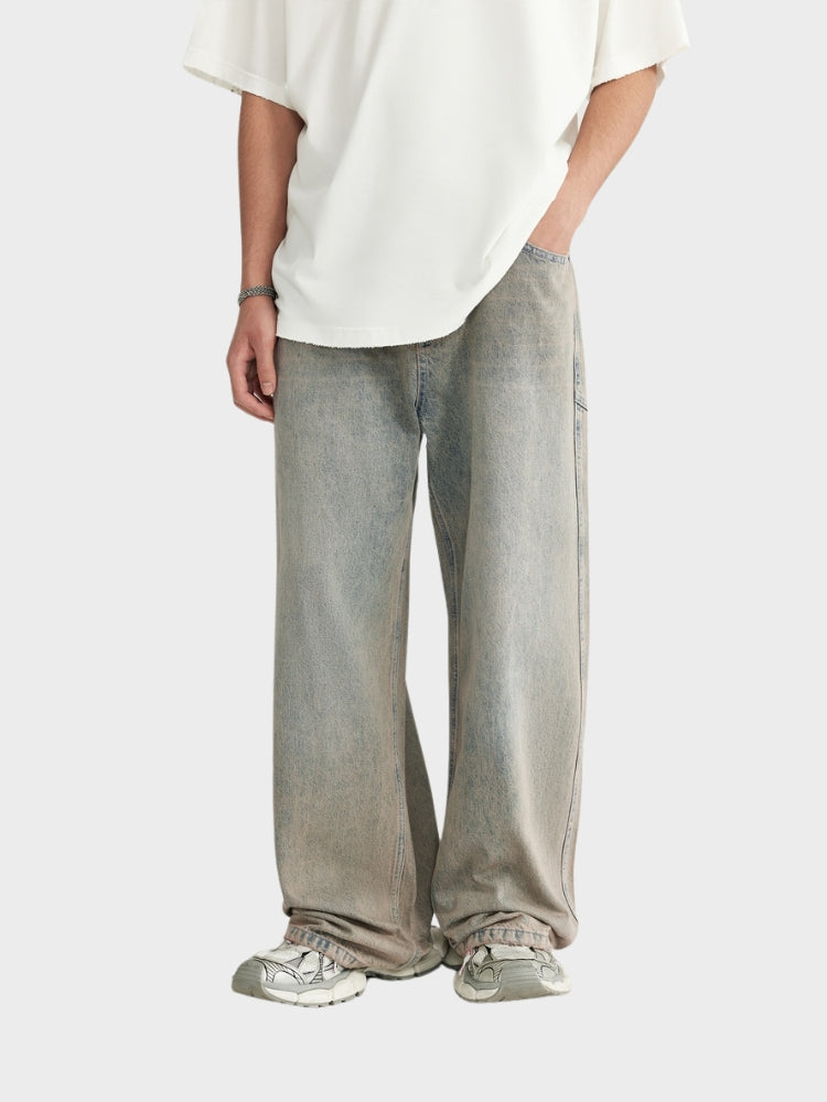BAGGY DENIM JEANS - HELLGRAU