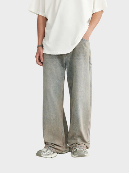 BAGGY DENIM JEANS - HELLGRAU