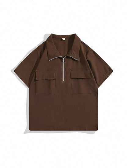 Utility Zip Polo Shirt - Herren