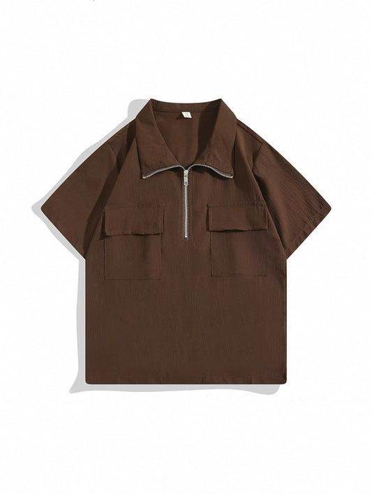 Utility Zip Polo Shirt - Herren