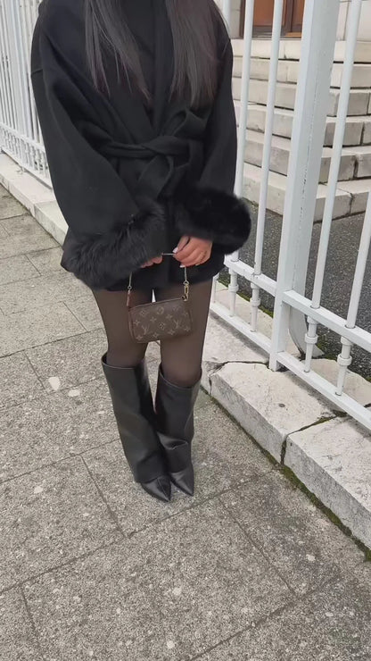 Woolcoat mit Fur