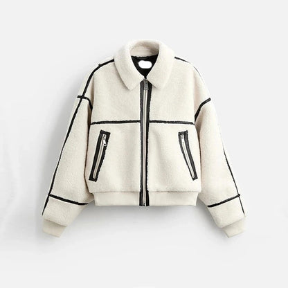 Contrast Line Fleece Jacket