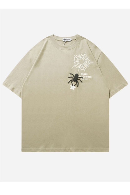 T-SHIRT MIT PUFFER-SPIDER-DRUCK