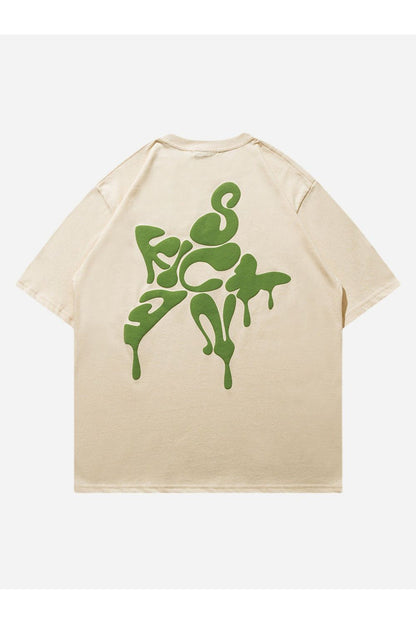 T-SHIRT MIT PUFFERSTERN-DRUCK