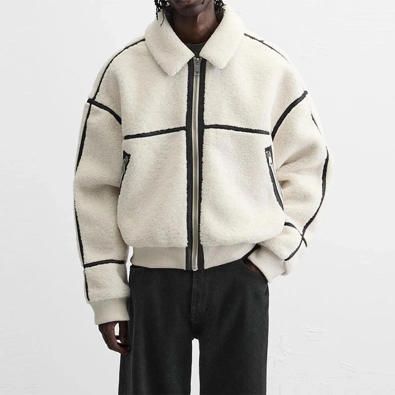 Contrast Line Fleece Jacket