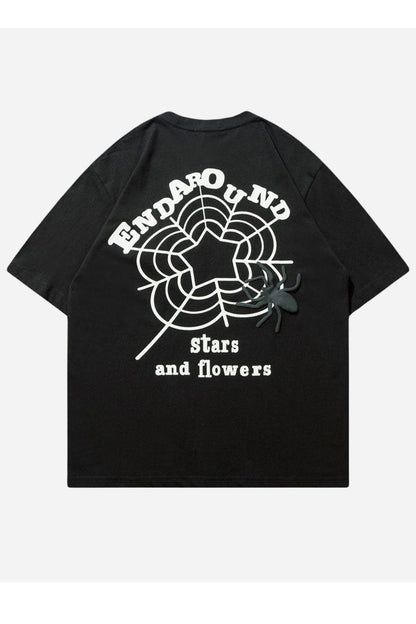 T-SHIRT MIT PUFFER-SPIDER-DRUCK