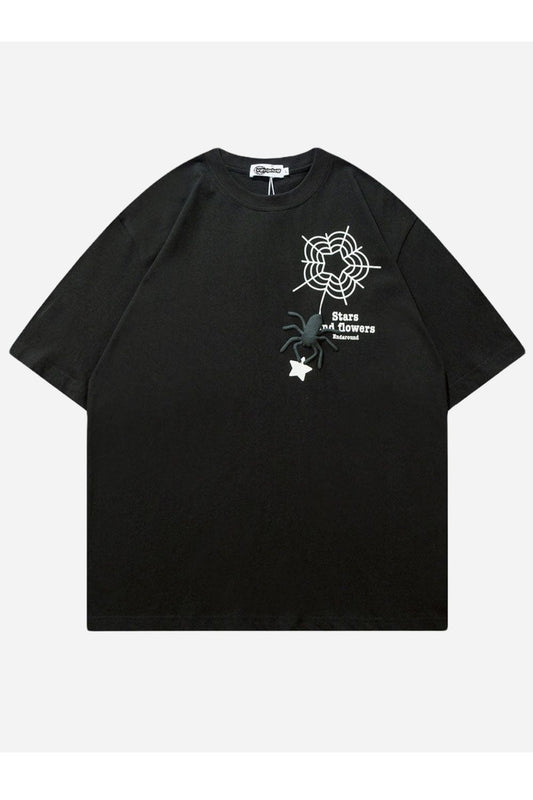 T-SHIRT MIT PUFFER-SPIDER-DRUCK