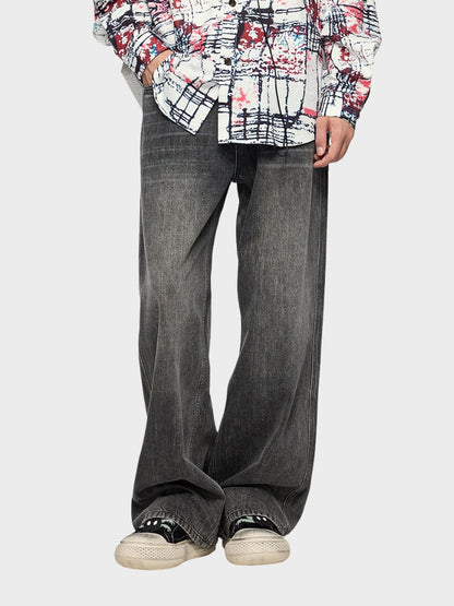 BAGGY DENIM JEANS - SCHWARZ/GRAU