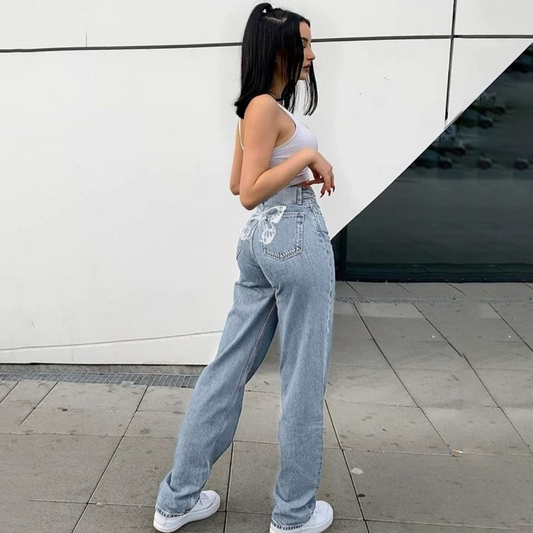 Butterfly-Print Jeans