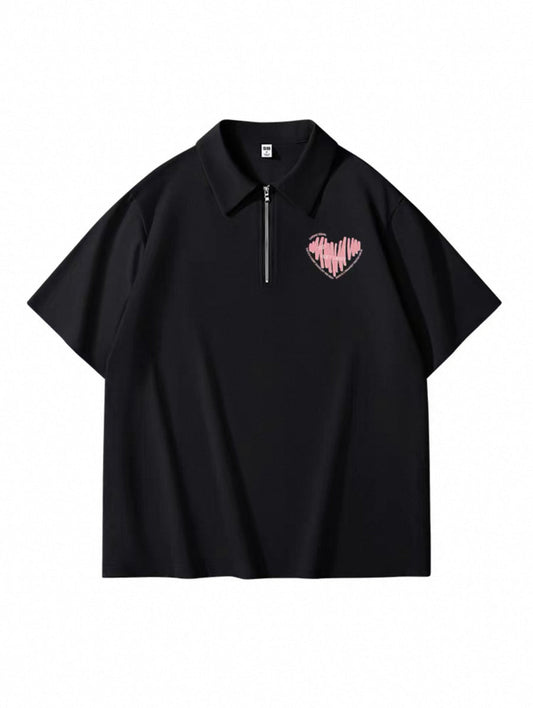 Poloshirt mit Reißverschluss und Herz-Design - Herren